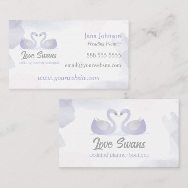 Love Swans Couples Wedding planner Carte de visite (Devant / Derrière)
