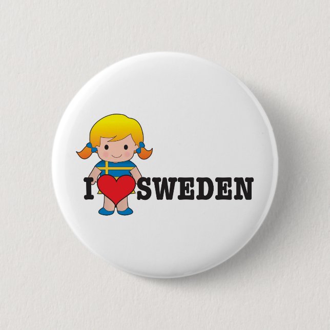Love Sweden 2 Inch Round Button (Front)