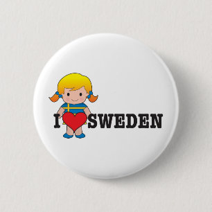 Love Sweden 2 Inch Round Button