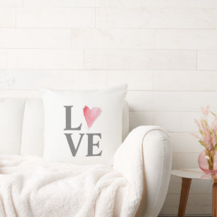 LOVE Sweet Heart Pink Valentine Engagement Bridal Throw Pillow