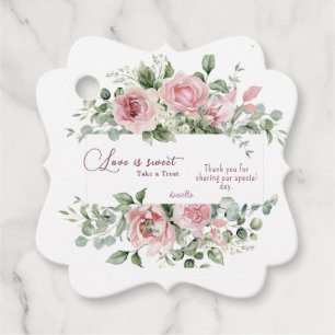 Love Sweet Take a Treat Peonies Wedding  Favour Tags