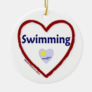 Love Swimming Ceramic Ornament