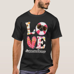 Love Swimming Float Flip Flops Preschool Teacher L T-Shirt