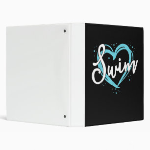 Love Swimming Swim Team  Heart Lover Blue Swimmer Binder