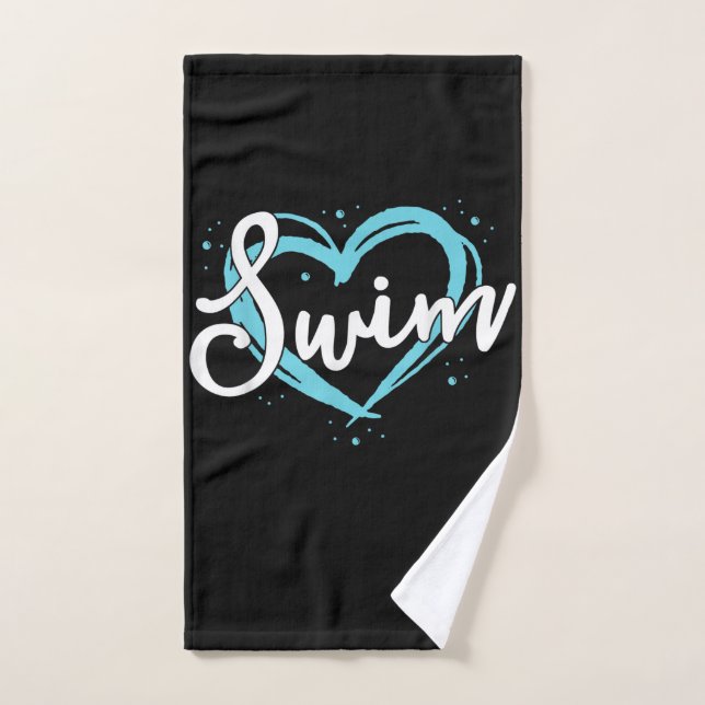 Love Swimming Swim Team  Heart Lover Blue Swimmer Hand Towel (Hand Towel)