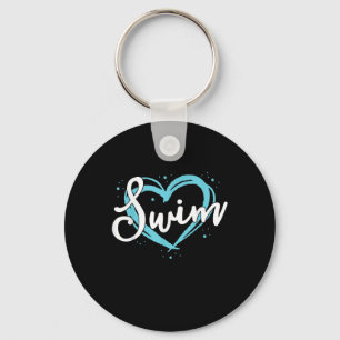 Love Swimming Swim Team Heart Lover Blue Swimmer Keychain