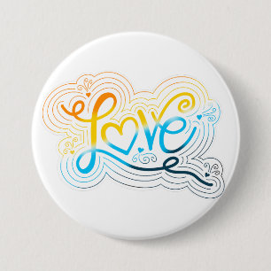 Love Swirl Doodle AroAce Pride Flag Lettering 3 Inch Round Button