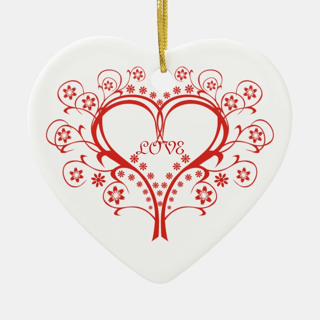 Love Swirl Heart Valentine’s Day custom ornament (Front)
