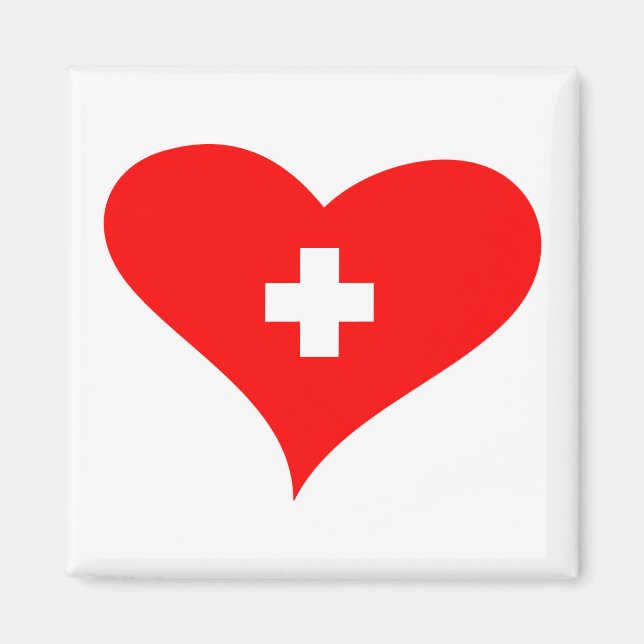 Love Switzerland - Aimant frigo coeur suisse (Devant)