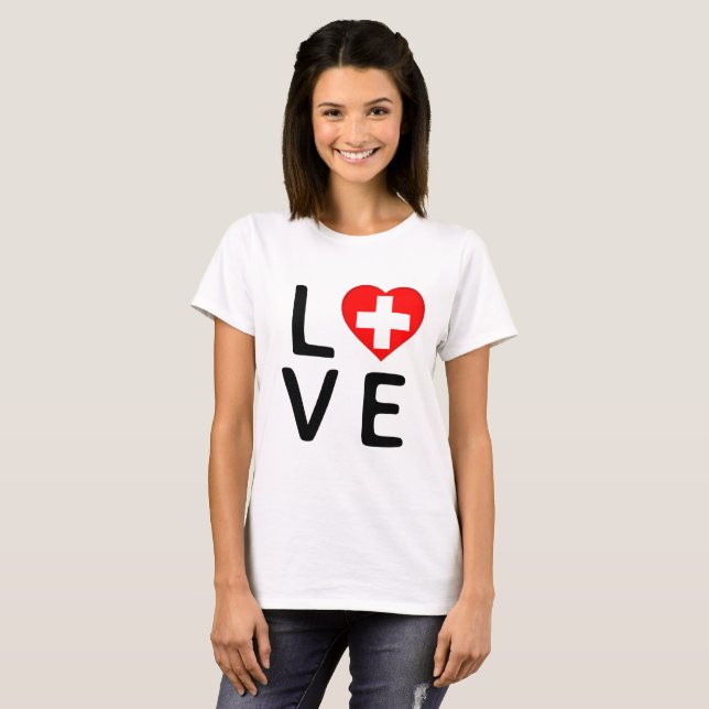 Love - Switzerland Flag T-Shirt (Front Full)