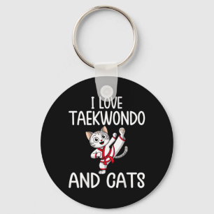 Love Taekwondo and Cats - Karate Martial Arts Cat Keychain
