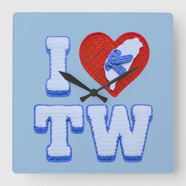 Love Taiwan slippers Square Wall Clock (Front)