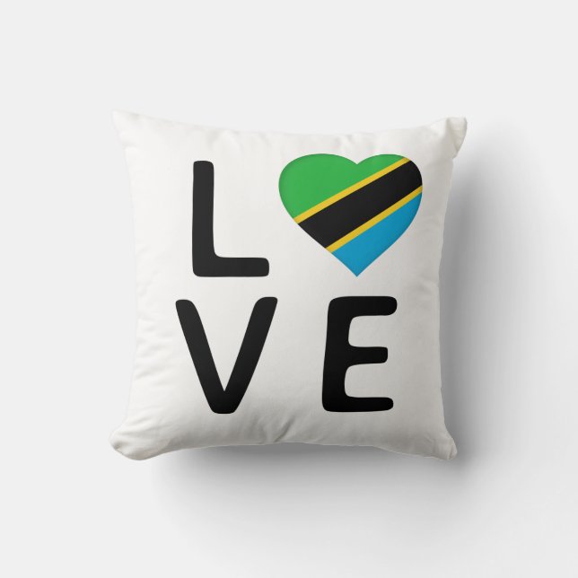 Love - Tanzania Flag Throw Pillow (Front)