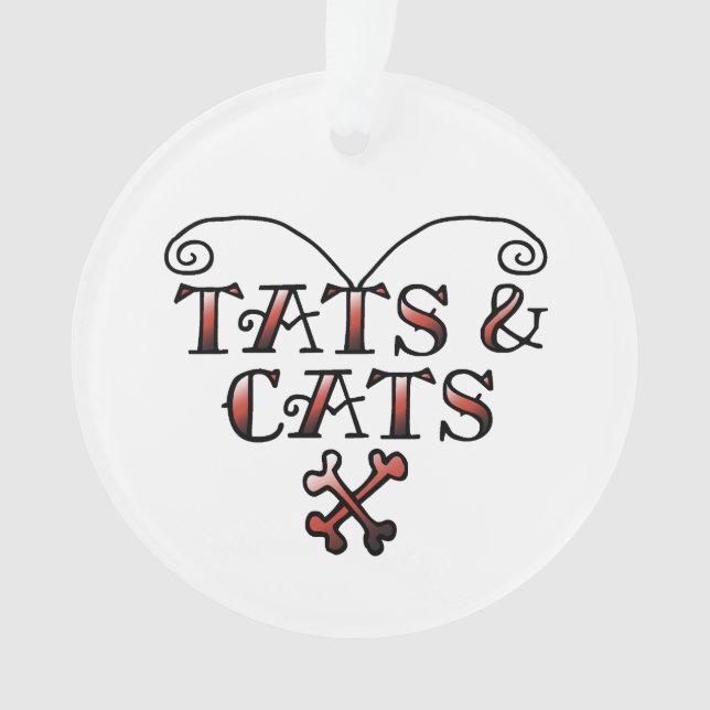 Love Tats & Cats Tattoo Style Heart Ornament (Front)