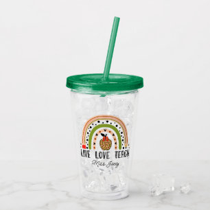 Love Teach Inspire Rainbow Teacher Appreciation Acrylic Tumbler
