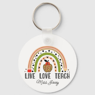 Love Teach Inspire Rainbow Teacher Appreciation Keychain