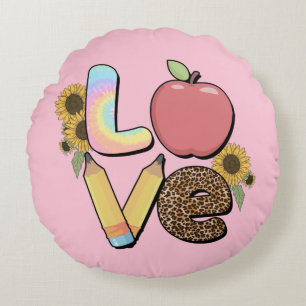 Love Teacher and Student Round Pillow