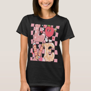 Love Teacher Groovy Valentine's Day Women Valentin T-Shirt