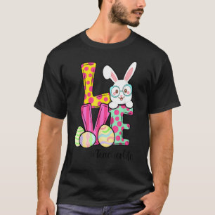 Love Teacher Life Easter Gnome Bunny Easter Day 1 T-Shirt