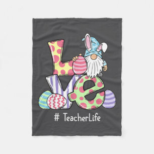 Love Teacher Life Easter Gnome Egg Hunting Basket Fleece Blanket
