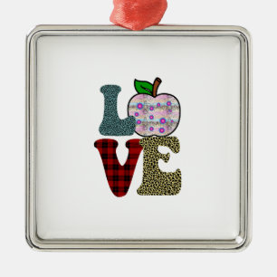 Love Teacher Metal Ornament