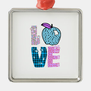 Love Teacher Metal Ornament