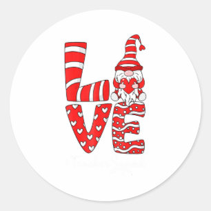 Love Teacher Squad Gnome Hearts Valentines Gnome T Classic Round Sticker