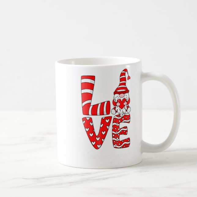 Love Teacher Squad Gnome Hearts Valentines Gnome T Coffee Mug (Right)