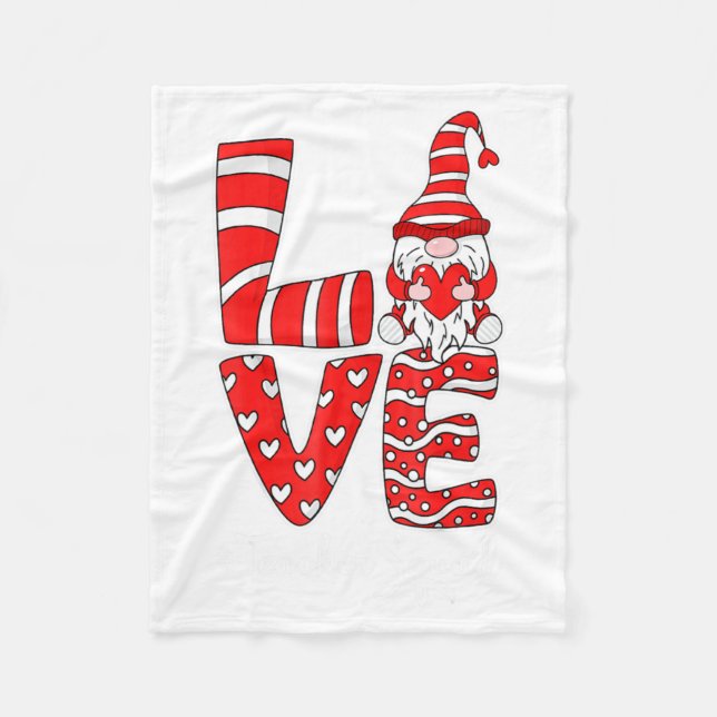 Love Teacher Squad Gnome Hearts Valentines Gnome T Fleece Blanket (Front)