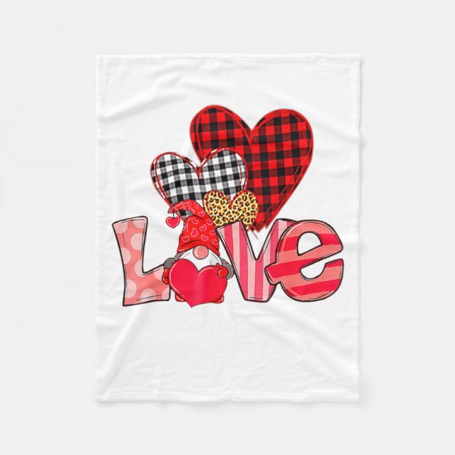 Love Teacher Squad Gnome Hearts Valentines Gnome T Fleece Blanket (Front)