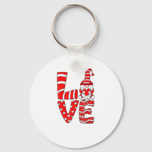 Love Teacher Squad Gnome Hearts Valentines Gnome T Keychain