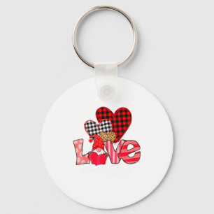 Love Teacher Squad Gnome Hearts Valentines Gnome T Keychain