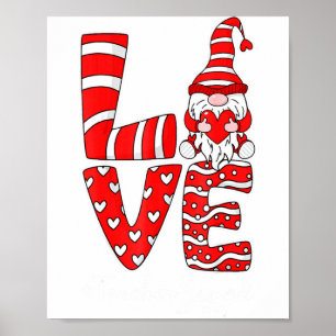 Love Teacher Squad Gnome Hearts Valentines Gnome T Poster