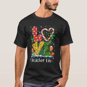 Love Teacher Xmas Candy Cane Gingerbread Christmas T-Shirt