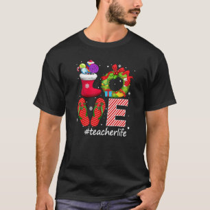 Love #teacherlife Flips Flops Candy Socks Snow Chr T-Shirt
