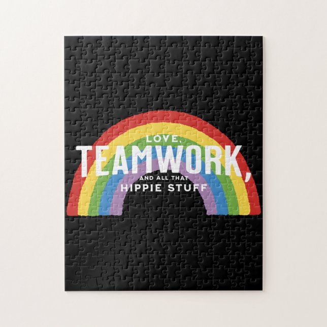 Love, teamwork, and all that hippie stuff jigsaw puzzle (Vertical)