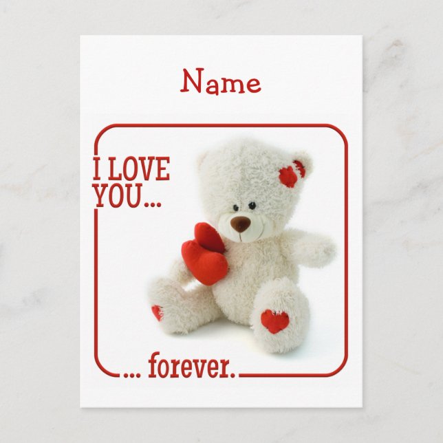 Love Teddy Valentine carte postale personnalisée (Devant)