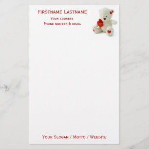 Love Teddy Valentine custom stationery