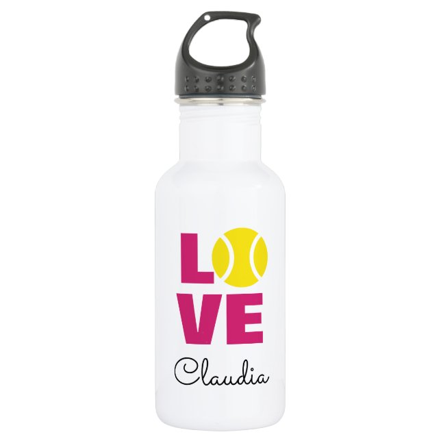 LOVE tennis ball water bottle for women and girls (Front)