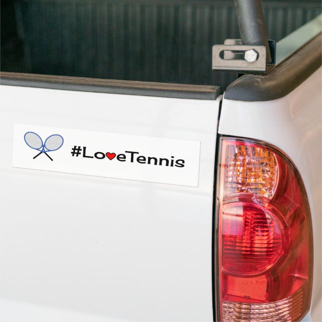 Love tennis slogan sports white bumper sticker (On Truck)