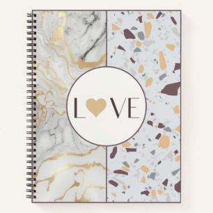 Love Terrazzo Carnet en marbre avec Gold Heart