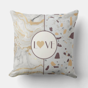 Love Terrazzo-Marble avec Coussin Gold Heart