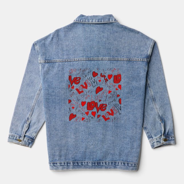 Love Text Art Denim Jacket (Back)