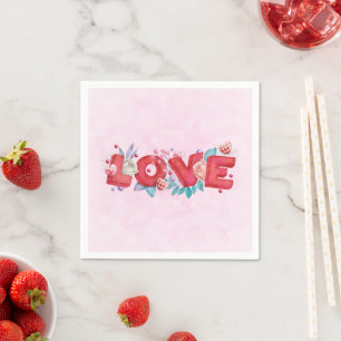 Love Text Bold Block Font Watercolor Napkin