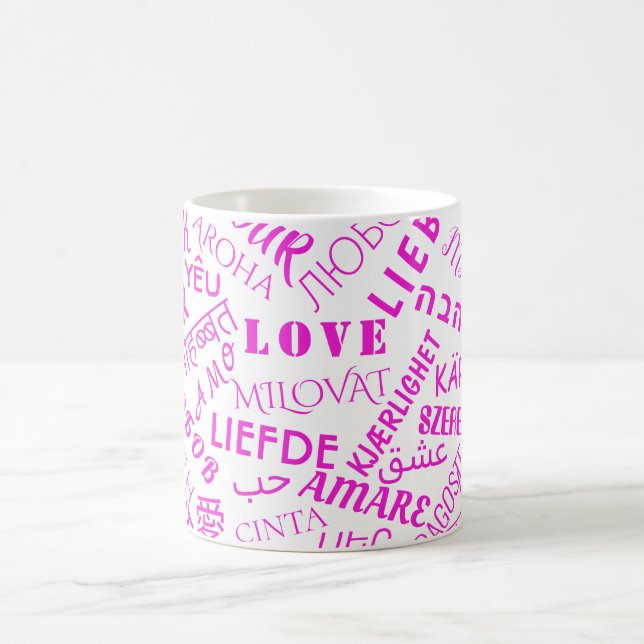 Love Text Coffee Mug Multi Language Word (Center)
