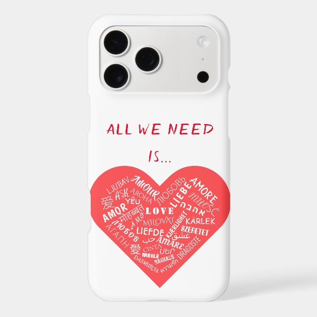 Love Text Heart Multilanguage iPhone Case (Back)