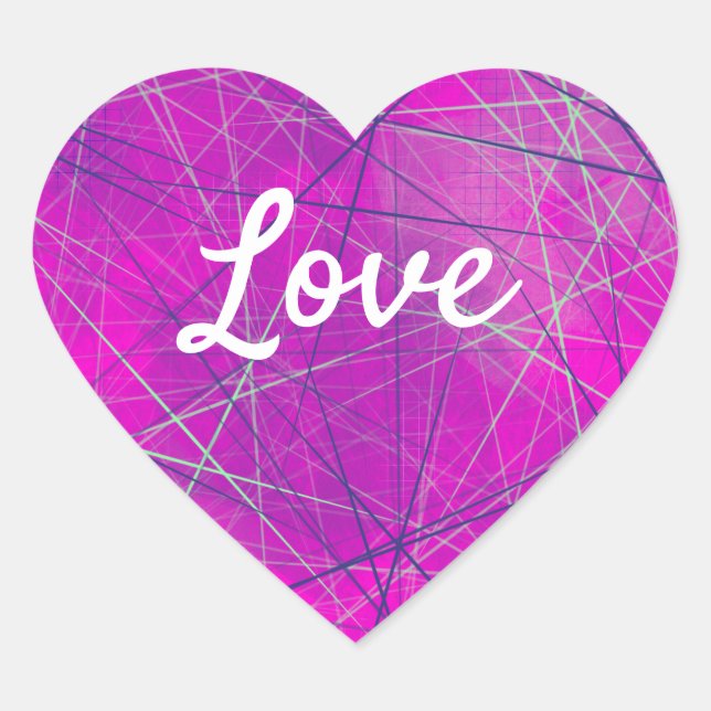 Love Text Heart Shape Networking in Pink Sticker (Front)