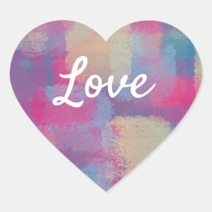 Love Text Heart Shape Pastel Patchwork Pattern Sticker