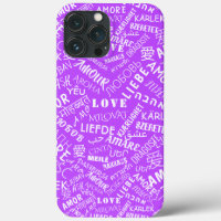 Love Text iPhone Case Multi Language Purple