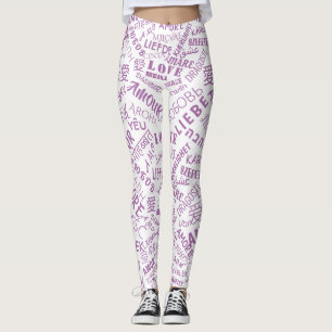 Love Text Leggings Multi Language Word Your Colour